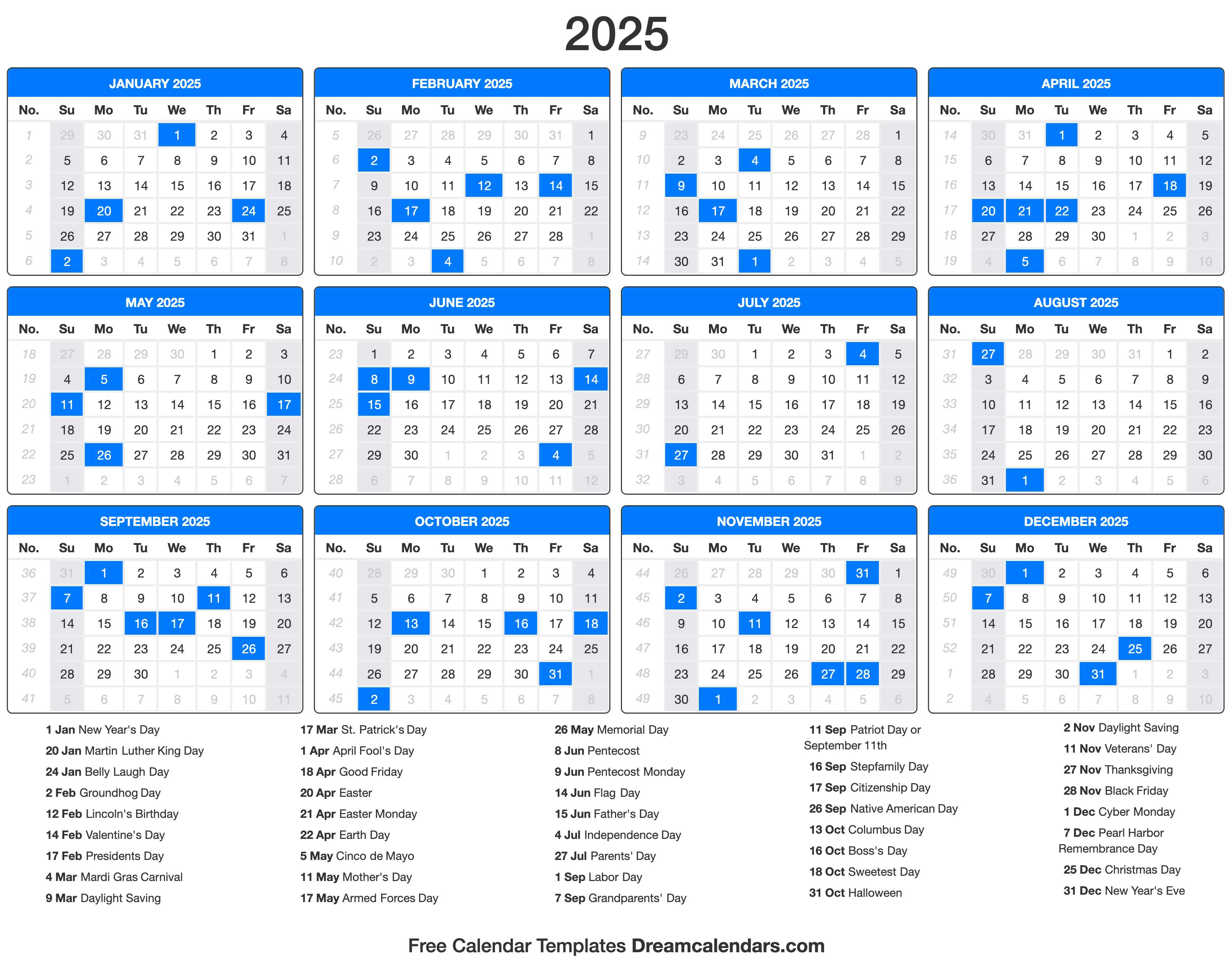 2025 Holiday Calendar: All US Federal And State Holidays 2025 Holiday Calendar: All US Federal And State Holidays