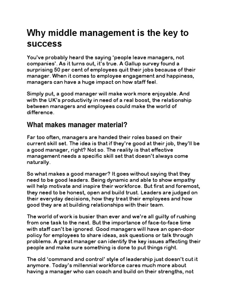 Why Middle Managers Are Essential For Company And Employee Success Why Middle Managers Are Essential For Company And Employee Success